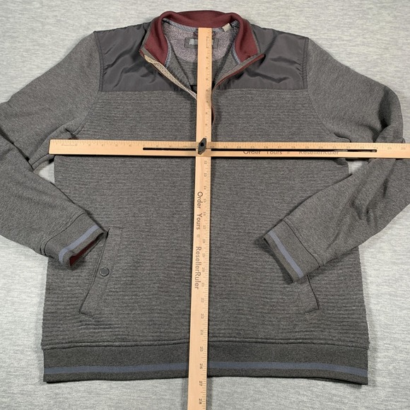 Ted Baker Sweater Mens Extra Large Gray Full Zip Mock Neck Nylon Yoke Pockets - Picture 5 of 10